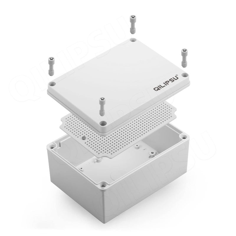 QILIPSU Junction Box with Mounting Plate 200x150x100mm, ABS Plastic DIY Electrical Project Case IP67 Waterproof Dustproof Enclosure Grey (7.9"x5.9"x3.9") - Image 1